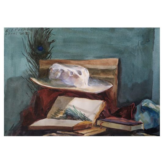 Water Color Handmade Painting 11 X 18 Inch - (Composition171)