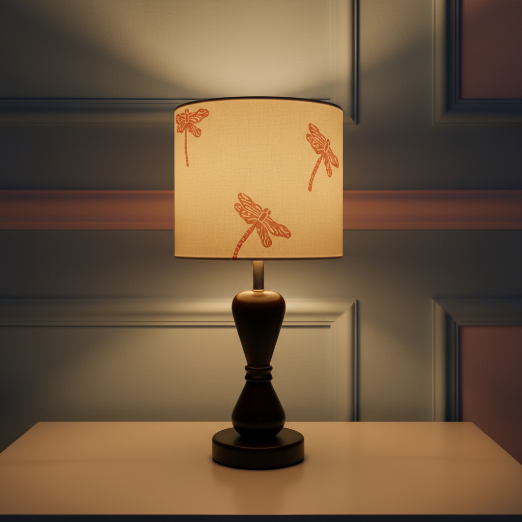 Fabric Lamp Shade – Dragonfly Block Print Cotton