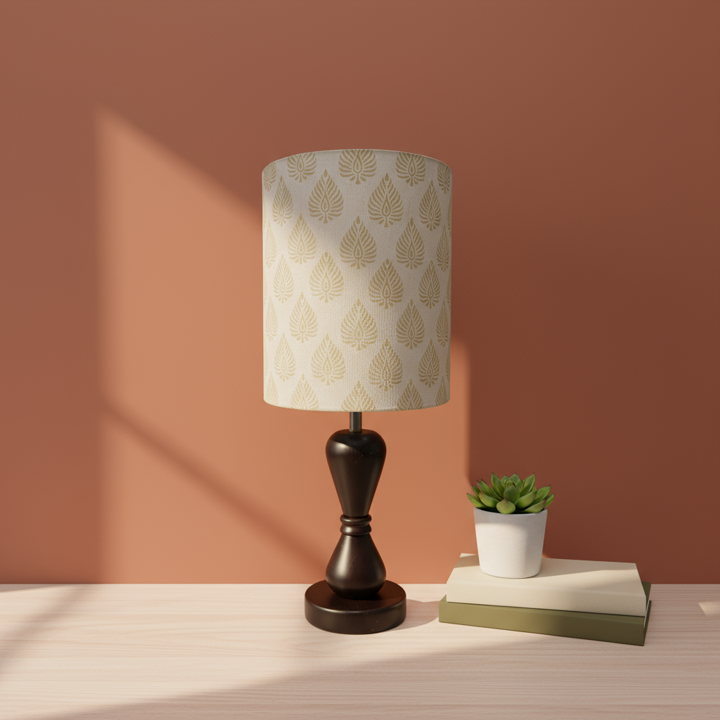 Fabric Lamp Shade – Leaf Block Print Cotton
