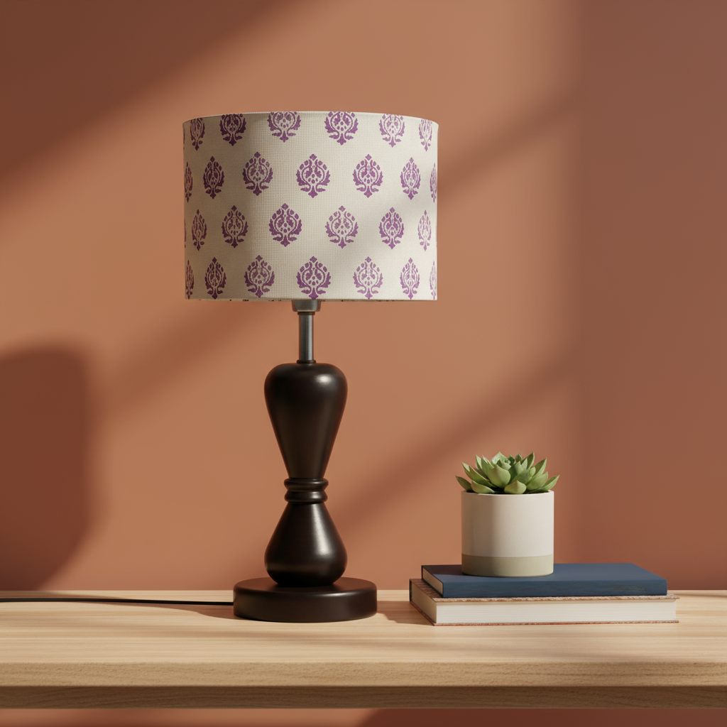 Fabric Lamp Shade – Purple Paisley Block Print Cotton
