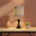 Fabric Lamp Shade – Black & White Chevron Print Cotton