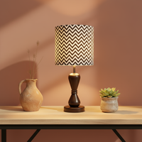 Fabric Lamp Shade – Black & White Chevron Print Cotton