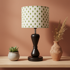 Fabric Lamp Shade – Green Leaf Block Print Cotton