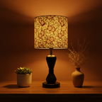 Fabric Lamp Shade – Floral Block Print Cotton Lampshade (Maroon & Green)