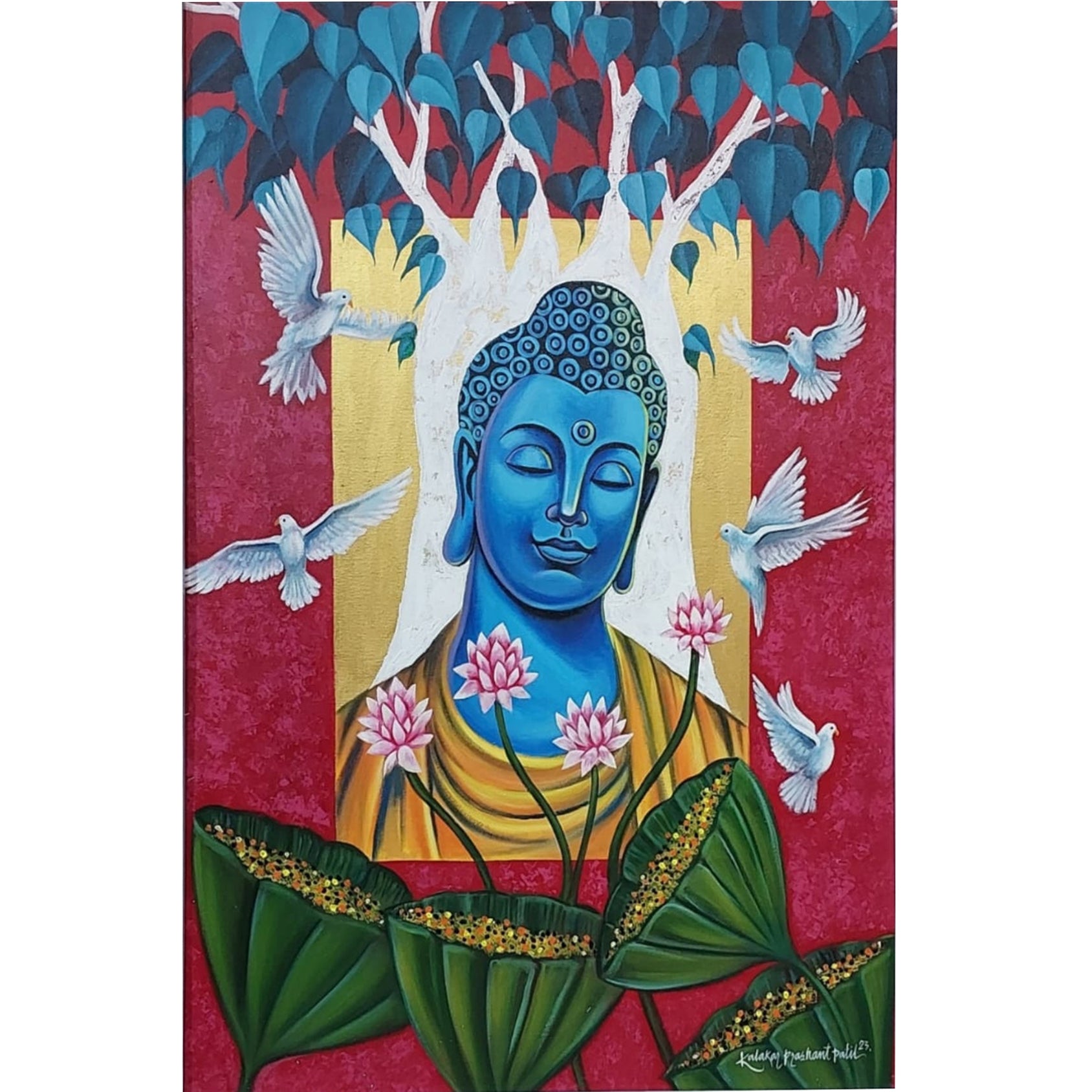 Water Color Handmade Painting 11 X 18 Inch - (Religion178)
