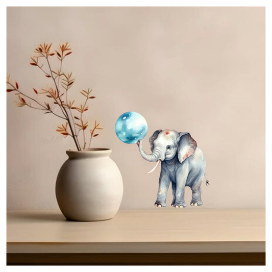 Artrooms Elephant Playing with Ball Decal, Wall Sticker for Living Room & Bedroom, Home & Office Decor (5x5 inch)