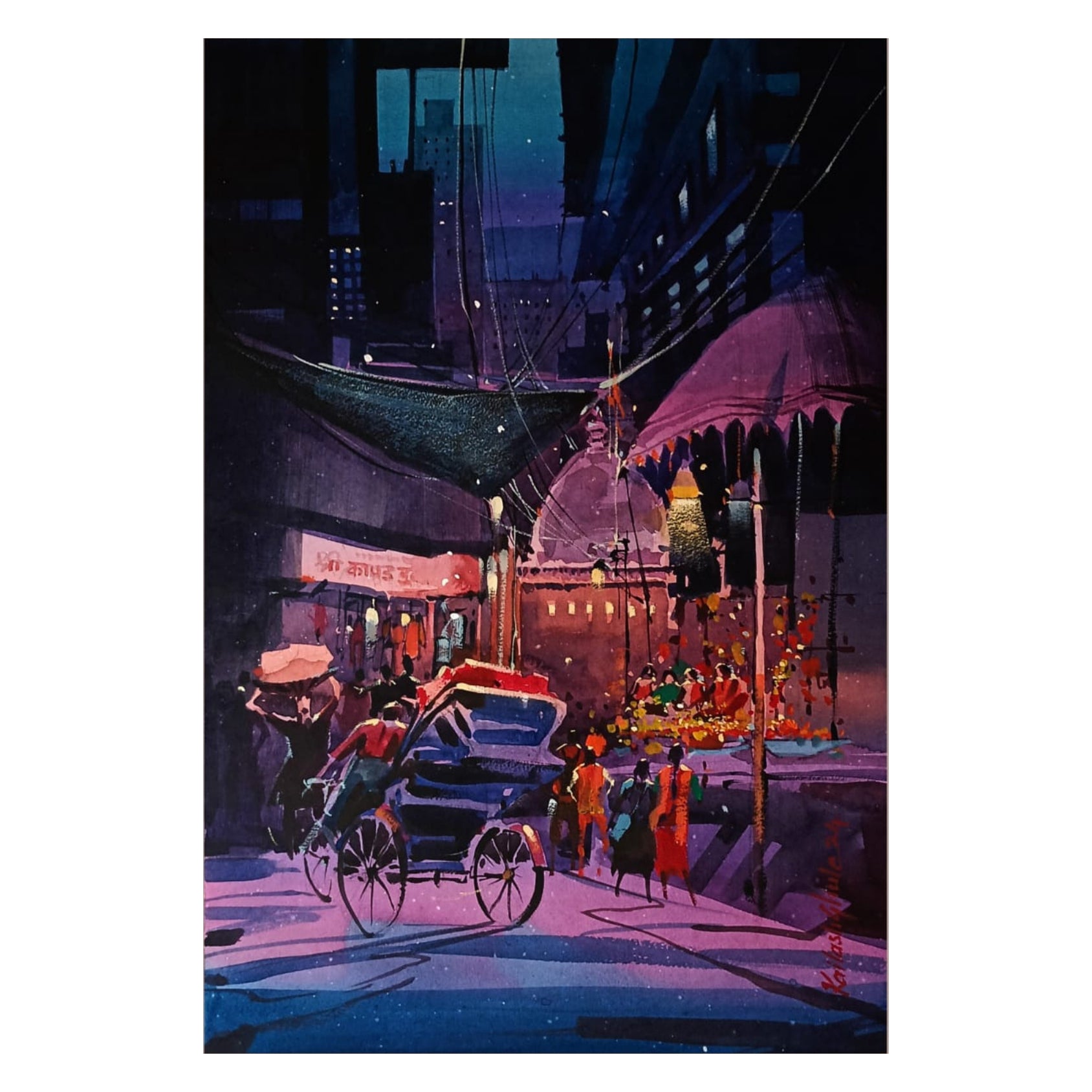 Water Color Handmade Painting 11 X 18 Inch - (Cityscape188)