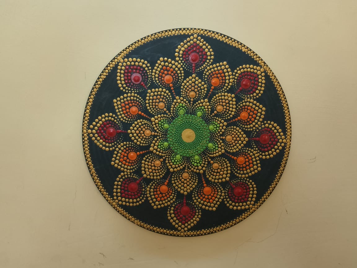 Acrylic Dot Mandala Wall Art-Naga Jothi Kannan