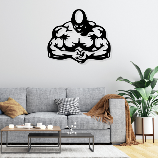 Artrooms GYM Bodybuilder Metal Wall Art - Wall Decoration | Wall Hanging (25x22 inch) | Black Matte Finish