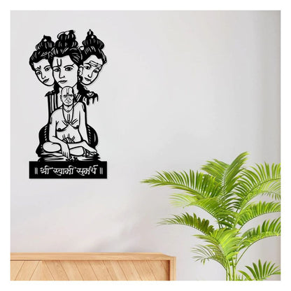 Artrooms Shri Swami Samarth Metal Wall Art - Wall Decoration | Wall Hanging (12x24 inch) | Black Matte Finish