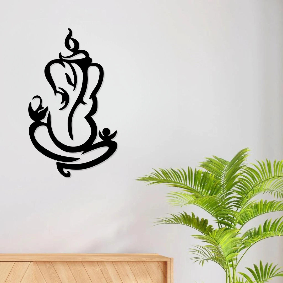 Artrooms Shree Ganesha Metal Wall Art - Wall Decoration | Wall Hanging (14x24 inch) | Black Matte Finish