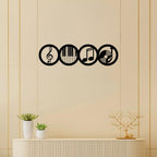 Artrooms Music Theme Metal Wall Art – 24x6 inch | Musical Notes & Instruments Wall Decor for Living Room, Studio, or Cafe