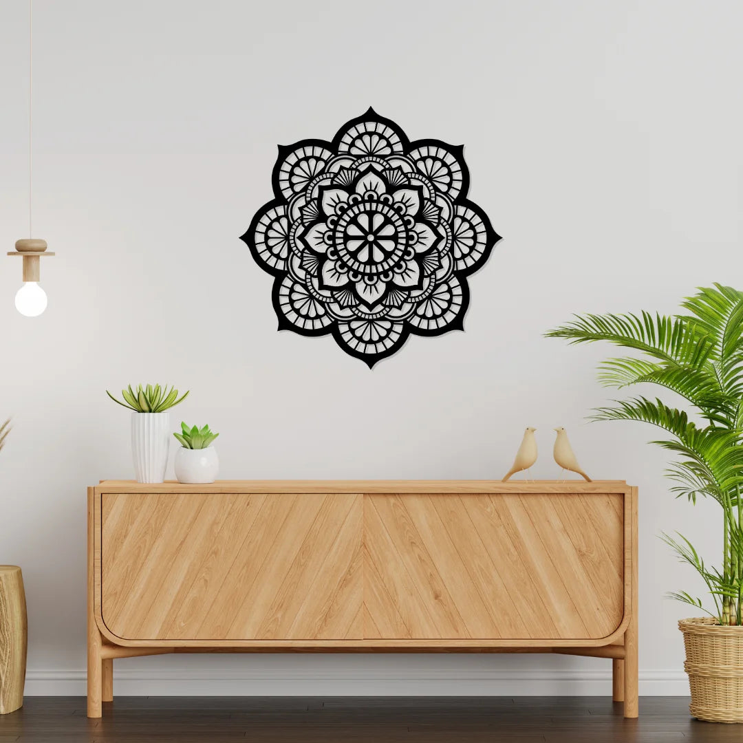 Artrooms Beautiful Mandala Metal Wall Art - Wall Decoration | Wall Hanging | Black Matte Finish