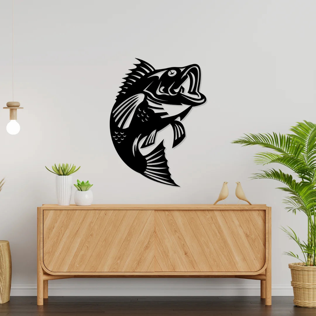 Artrooms Fish Metal Wall Art - Wall Decoration | Wall Hanging ( 18x24 inch) | Black Matte Finish