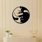 Artrooms Cats Metal Wall Art - Wall Decoration | Wall Hanging (24x24 inch) | Black Matte Finish