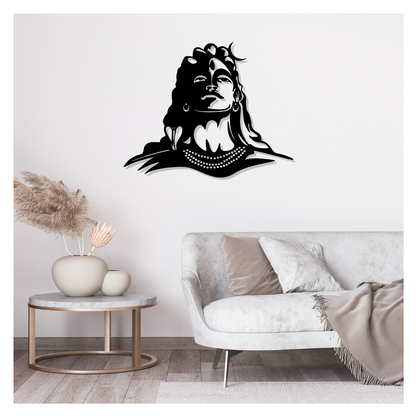 Artrooms Adiyogi Shiva Metal Wall Art - Wall Decoration | Wall Hanging (25x20 inch) | Black Matte Finish