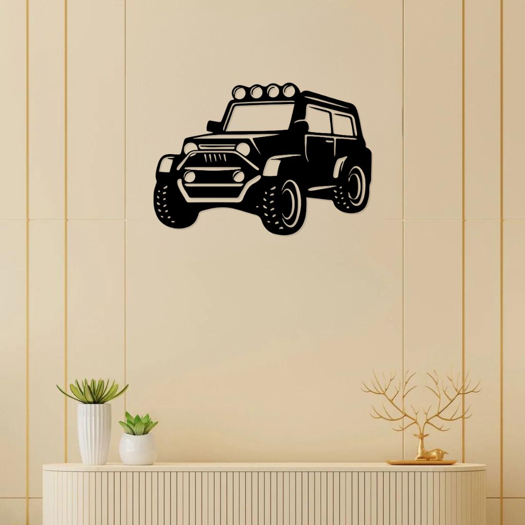 Artrooms Jeep Metal Wall Art 24x17 Inches | Adventure Off-Road Car Wall Decor for Living Room, Boys Room & Garage