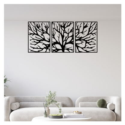Artrooms Tree Metal Wall Art - Wall Decoration | Wall Hanging (54x25 inch) | Black Matte Finish