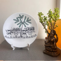 Artrooms Life Is Movement Tree Ceramic Hand Painted Warli Art - Wall Decor Plates