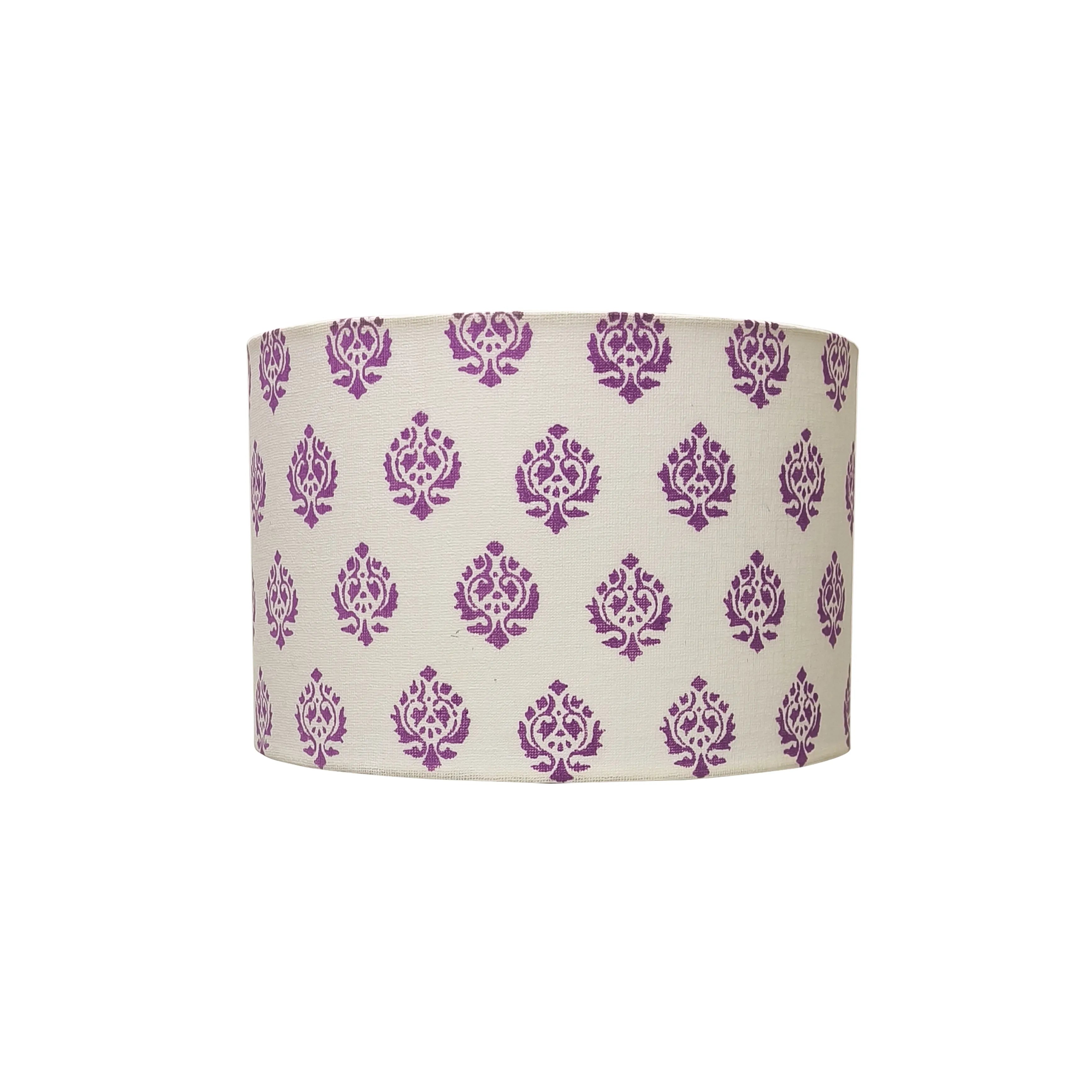 Fabric Lamp Shade – Purple Paisley Block Print Cotton
