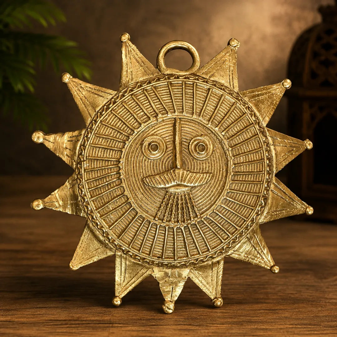 Dhokra Craft Sun Face Wall Hanging