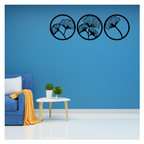 Artrooms Flowers Metal Wall Art - Wall Decoration | Wall Hanging (36x12 inch) | Black Matte Finish