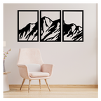 Artrooms Mountain Metal Wall Art - Wall Decoration | Wall Hanging (50x25 inch) | Black Matte Finish