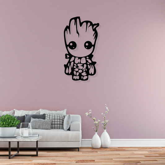 Artrooms Groot Metal Wall Art - Wall Decoration | Wall Hanging (14x25 inch) | Black Matte Finish