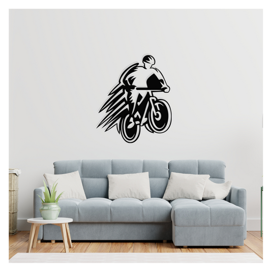 Artrooms Cycle Metal Wall Art - Wall Decoration | Wall Hanging (25x22 inch) | Black Matte Finish