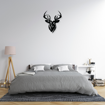 Artrooms Deer Metal Wall Art - Wall Decoration | Wall Hanging (19x25 inch) | Black Matte Finish