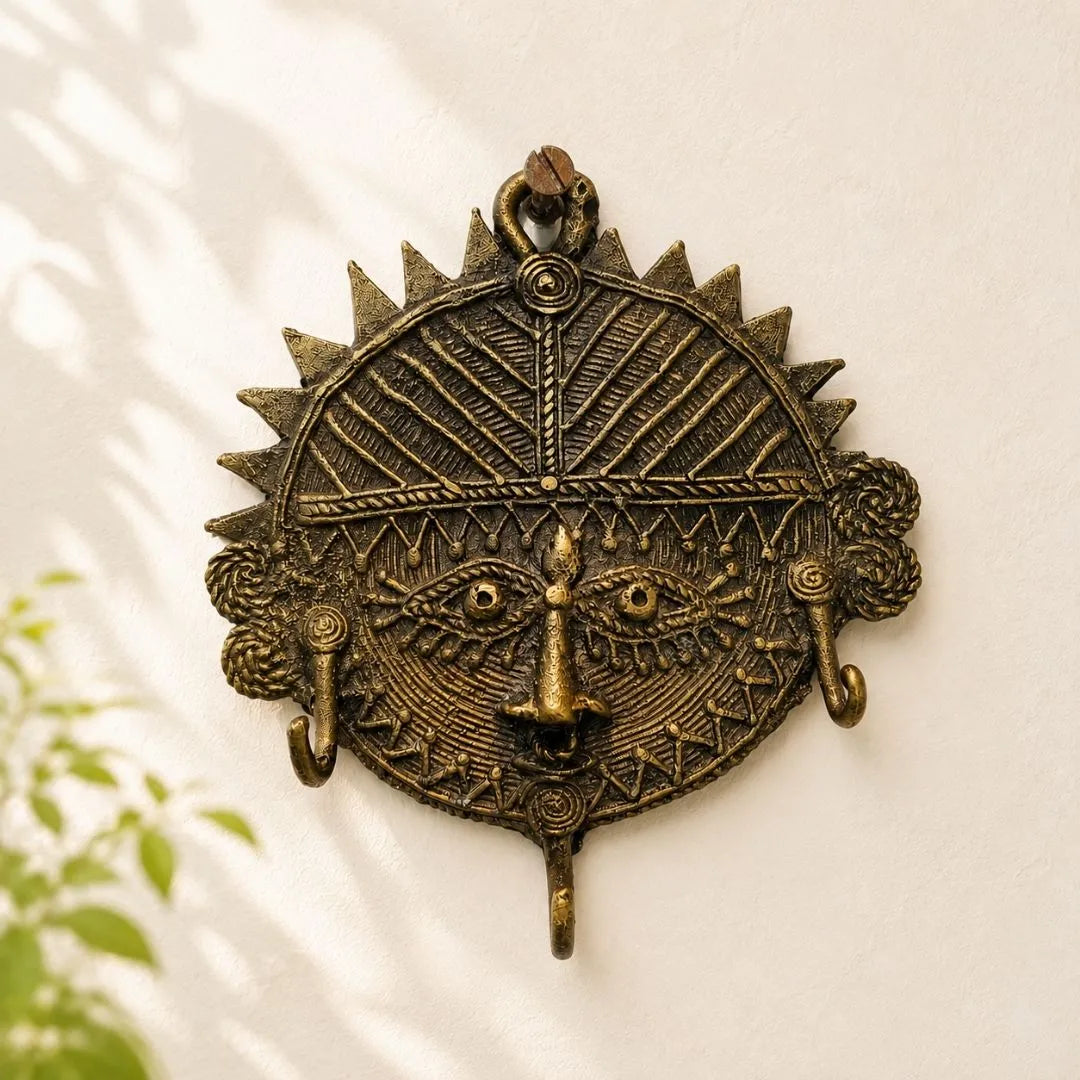 Dhokra Craft Circular Face Key Hanger