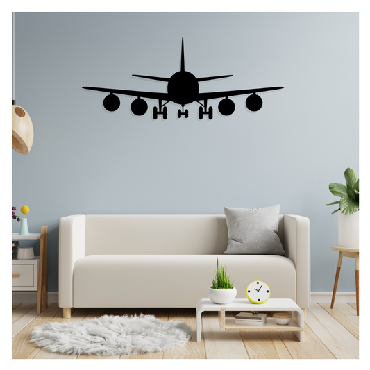 Artrooms Aeroplane Metal Wall Art - Wall Decoration | Wall Hanging (25x10 inch) | Black Matte Finish