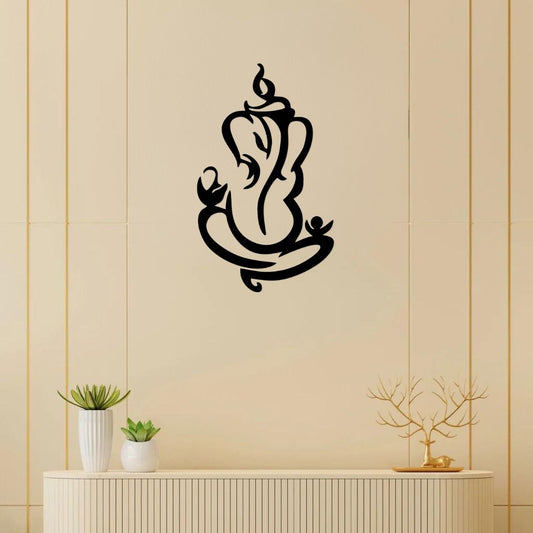 Artrooms Shree Ganesha Metal Wall Art - Wall Decoration | Wall Hanging (15x25 inch) | Black Matte Finish