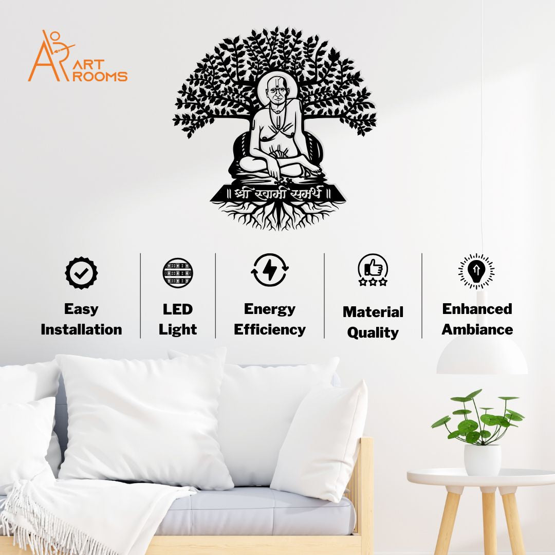 Swami Samarth Tree Metal Wall Art With Light