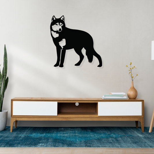 Artrooms Wolf Metal Wall Art - Wall Decoration | Wall Hanging (24x24 inch) | Black Matte Finish