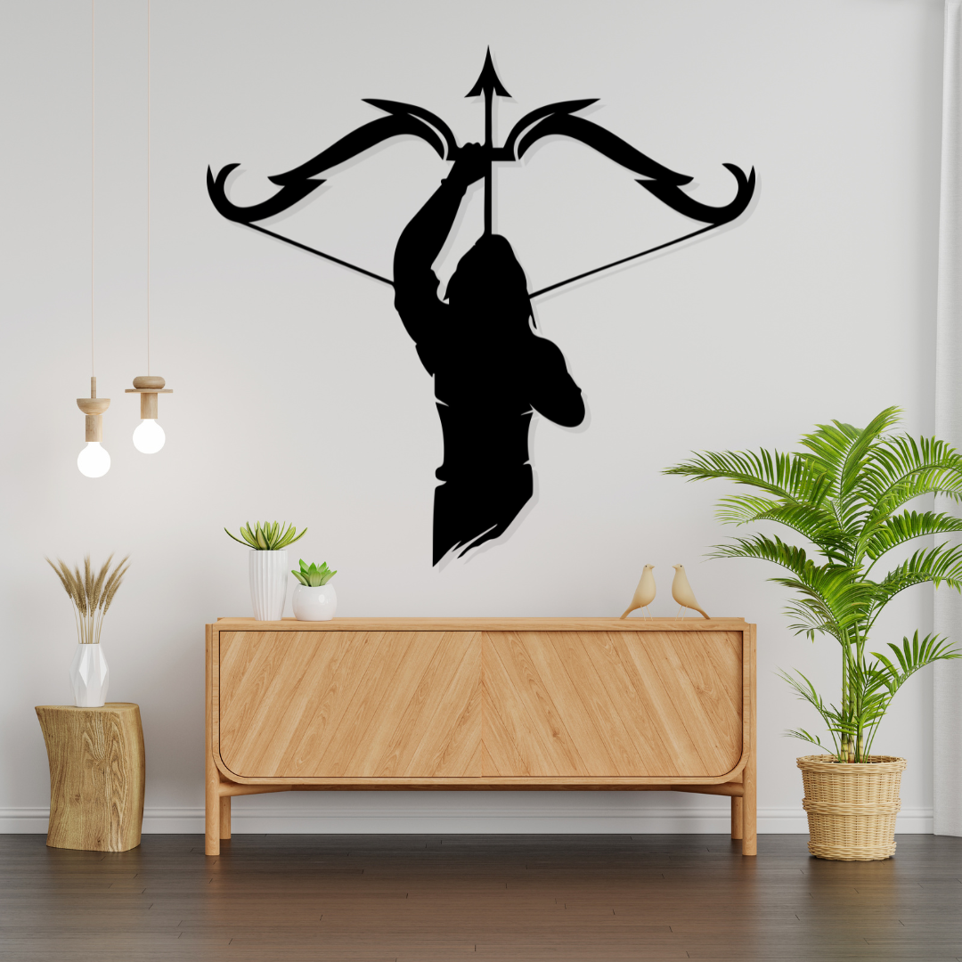 Artrooms Lord Ram Metal Wall Art - Wall Decoration|Wall Hanging (25x24 inch)|Black Matte Finish