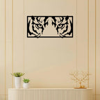 Artrooms Tiger Eyes Metal Wall Art – 24x12 inch | Wild Animal Face Wall Decor for Living Room, Bedroom, Office | Black Matte Finish