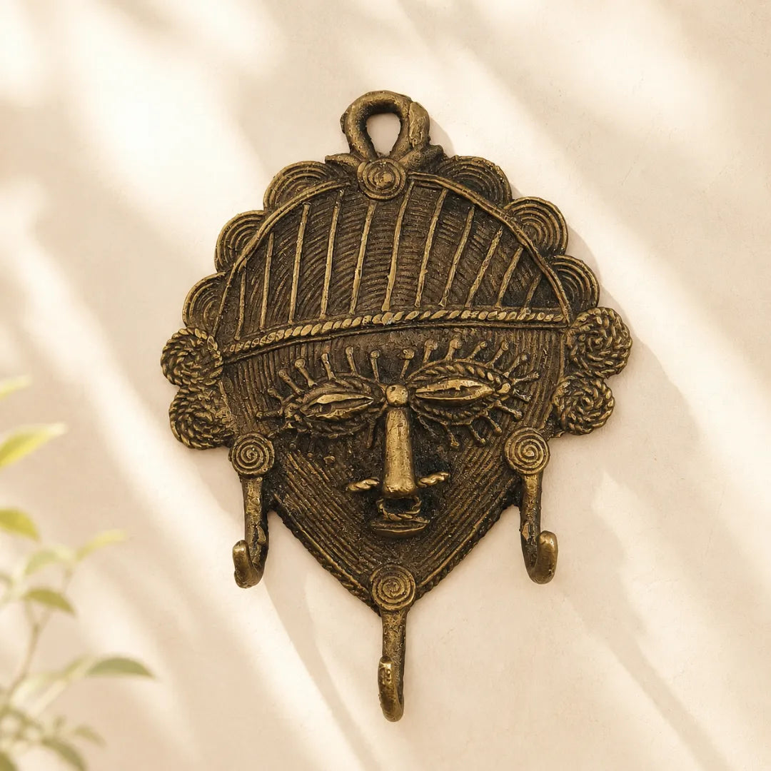 Dhokra Craft Face Key Hanger Wall Decor