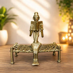 Dhokra Tribal Lady Reading Book on Cot Handmade Home Decor