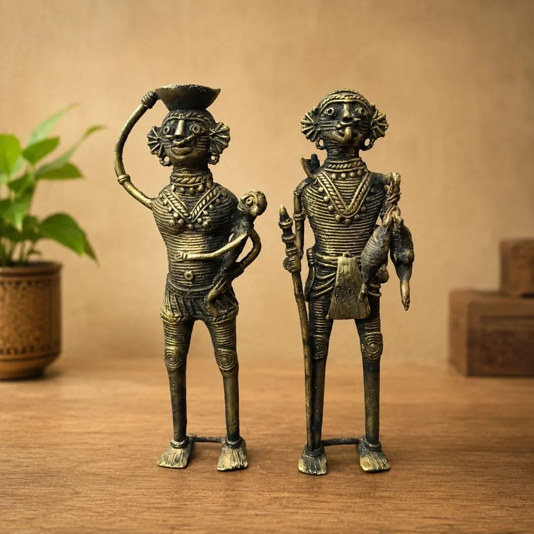 Dhokra Craft Dongaria Couple Family Figurine