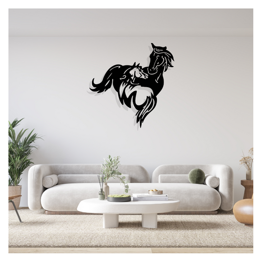 Artrooms Horses  Metal Wall Art - Wall Decoration | Wall Hanging (25x25 inch) | Black Matte Finish