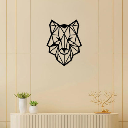 Artrooms Wolf Face Metal Wall Art - Wall Decoration | Wall Hanging (18x25 inch) | Black Matte Finish