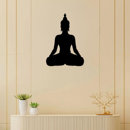 Artrooms Buddha Metal Wall Art - Wall Decoration | Wall Hanging (17x24 inch) | Black Matte Finish