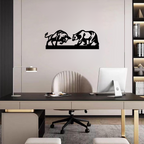 Artrooms Bull and Bear Metal Wall Art – 24x8 inch | Stock Market Wall Decor for Office & Trading Room
