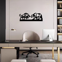 Artrooms Bull and Bear Metal Wall Art – 24x8 inch | Stock Market Wall Decor for Office & Trading Room
