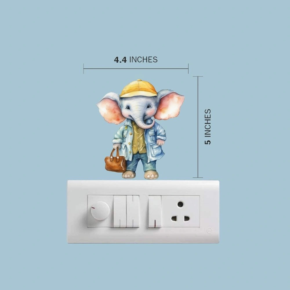Elephant Wall Sticker – Cartoon Baby Elephant Vinyl Wall Decal for Kids’ Room