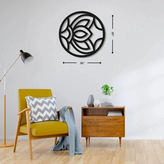 Artrooms Floral Metal Wall Art - Wall Decoration | Wall Hanging (25x25 inch) | Black Matte Finish