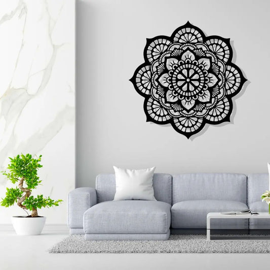 Artrooms Beautiful Mandala Metal Wall Art - Wall Decoration | Wall Hanging | Black Matte Finish