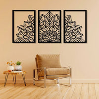 Artrooms Floral Metal Wall Art - Wall Decoration | Wall Hanging (36x16 inch) | Black Matte Finish