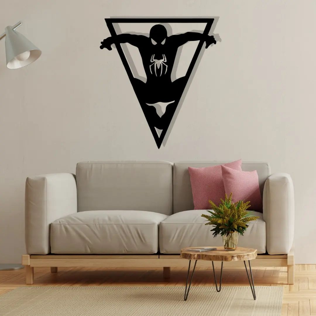 Artrooms Spiderman Metal Wall Art - Wall Decoration | Wall Hanging (22x25 inch) | Black Matte Finish